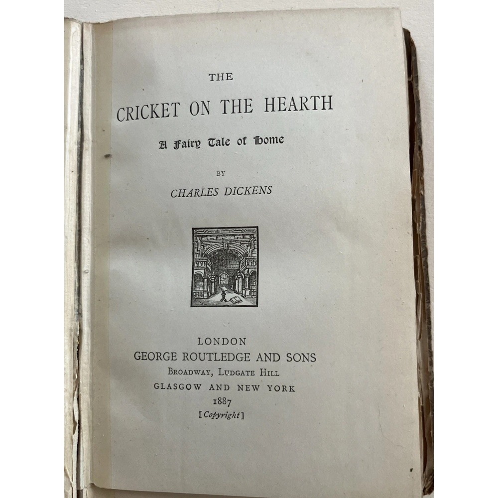 RARE 1887 Charles Dickens Cricket on Hearth Antique Hardcover Book Illustrated